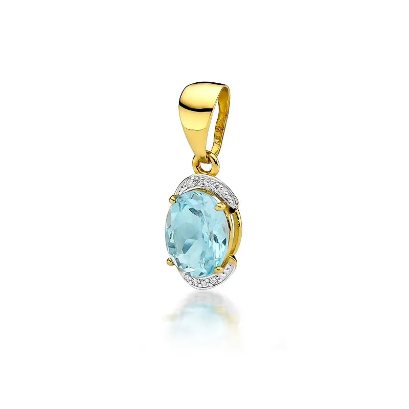 Gold Pendant with 3.00ct Topaz and 0.04ct Diamonds