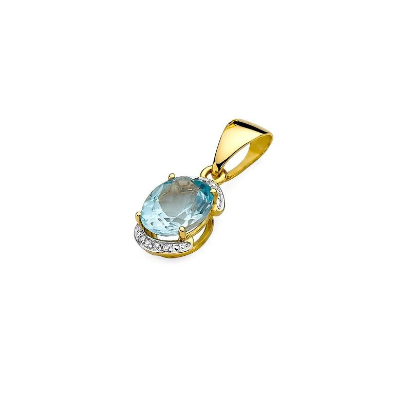 Gold Pendant with 3.00ct Topaz and 0.04ct Diamonds