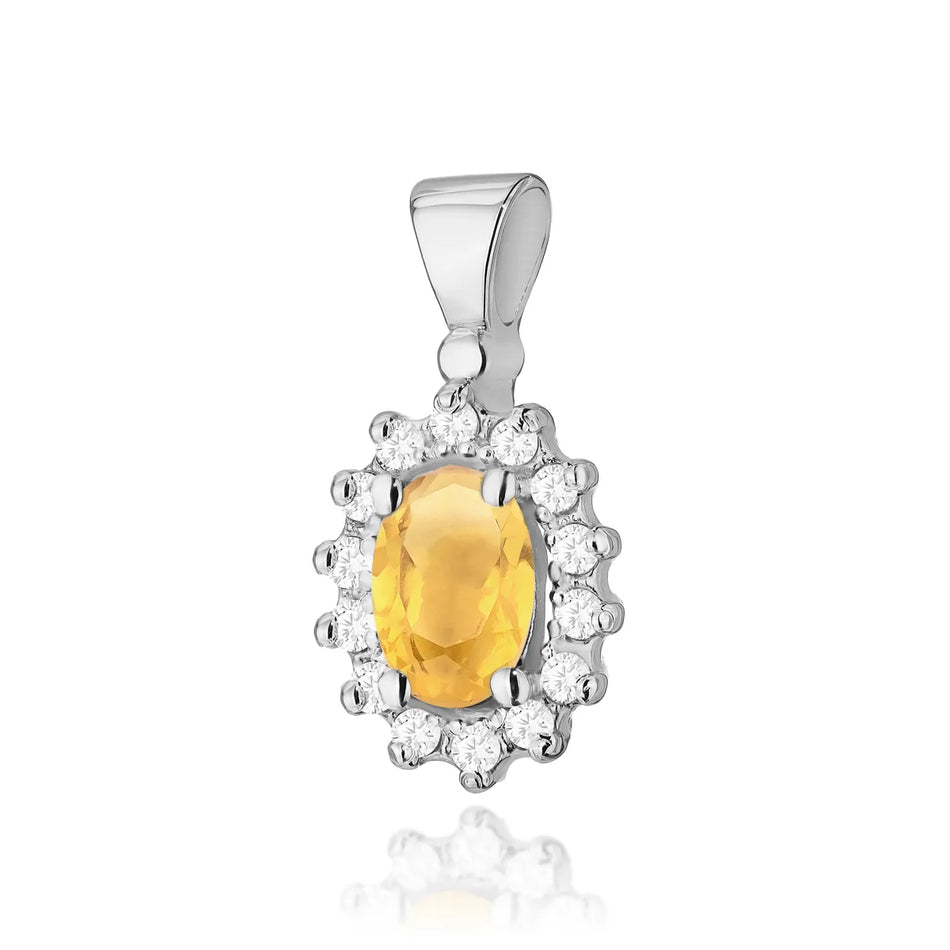 Gold Pendant with 0.60ct Citrin and 0.12ct Diamonds