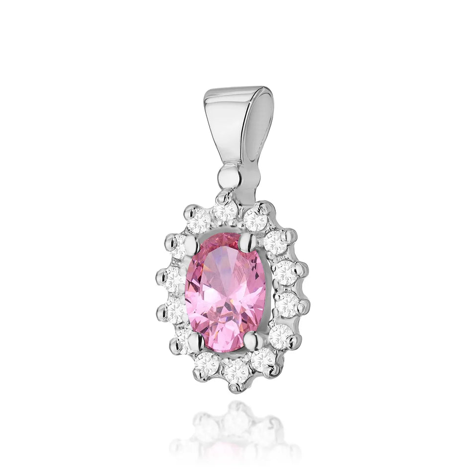 Gold Pendant with 0.50ct Pink topaz and 0.12ct Diamonds