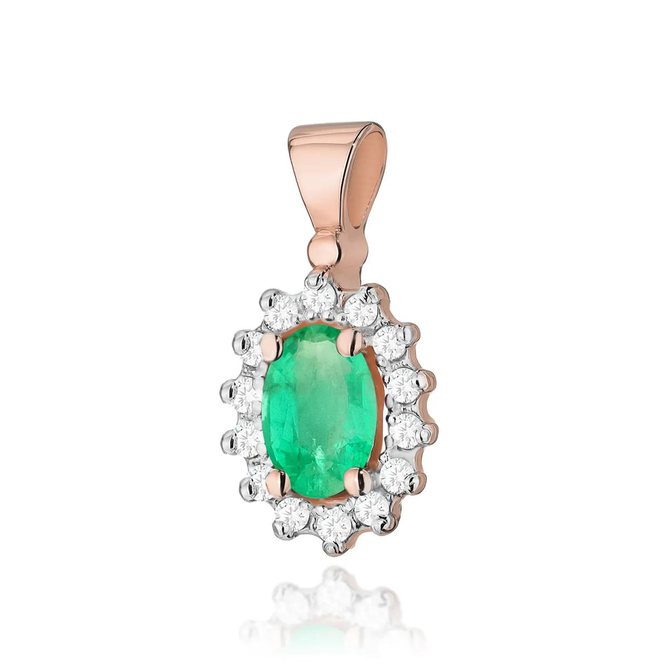 Gold Pendant with 0.40ct Emerald and 0.12ct Diamonds