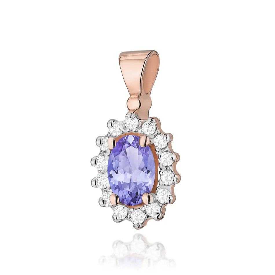 Gold Pendant with 0.40ct Tansanit and 0.12ct Diamonds