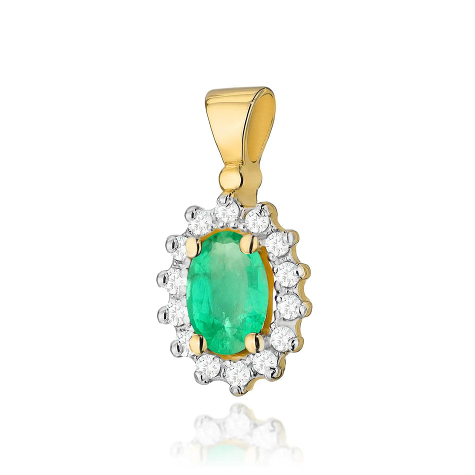 Gold Pendant with 0.40ct Emerald and 0.12ct Diamonds