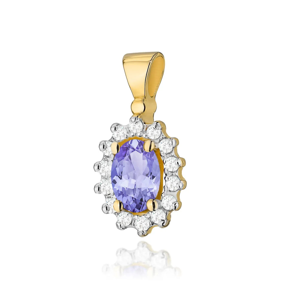 Gold Pendant with 0.40ct Tansanit and 0.12ct Diamonds