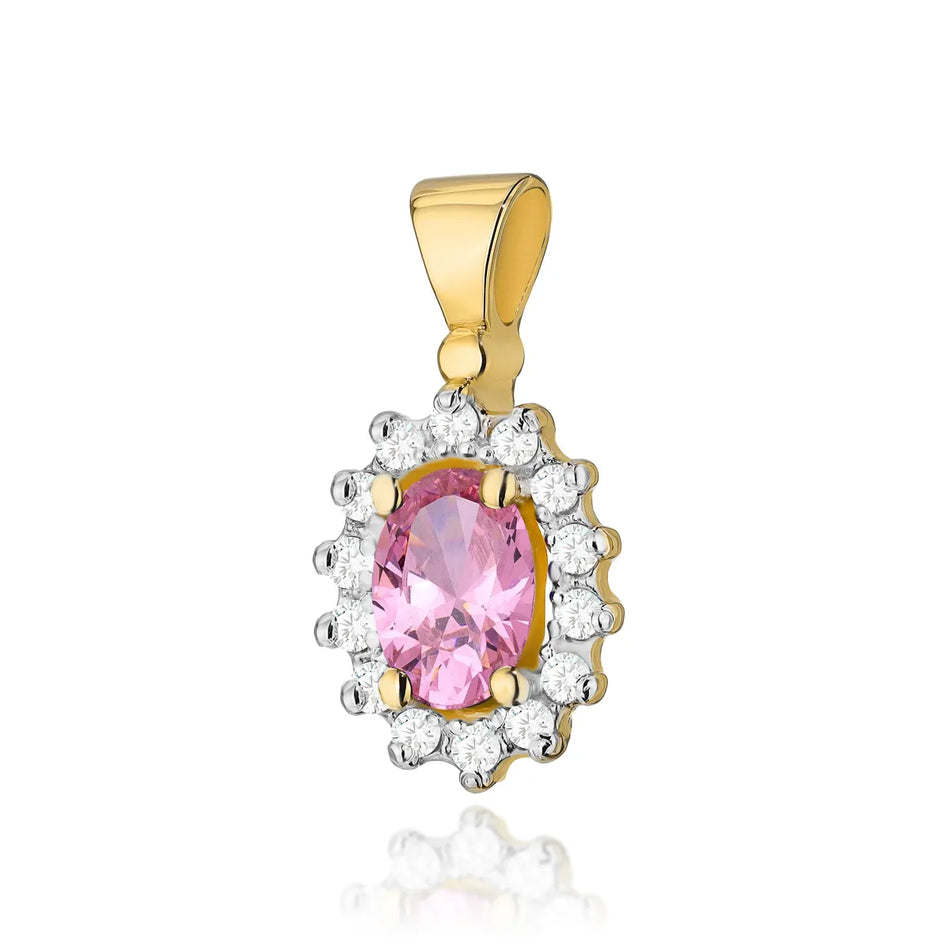 Gold Pendant with 0.50ct Pink topaz and 0.12ct Diamonds