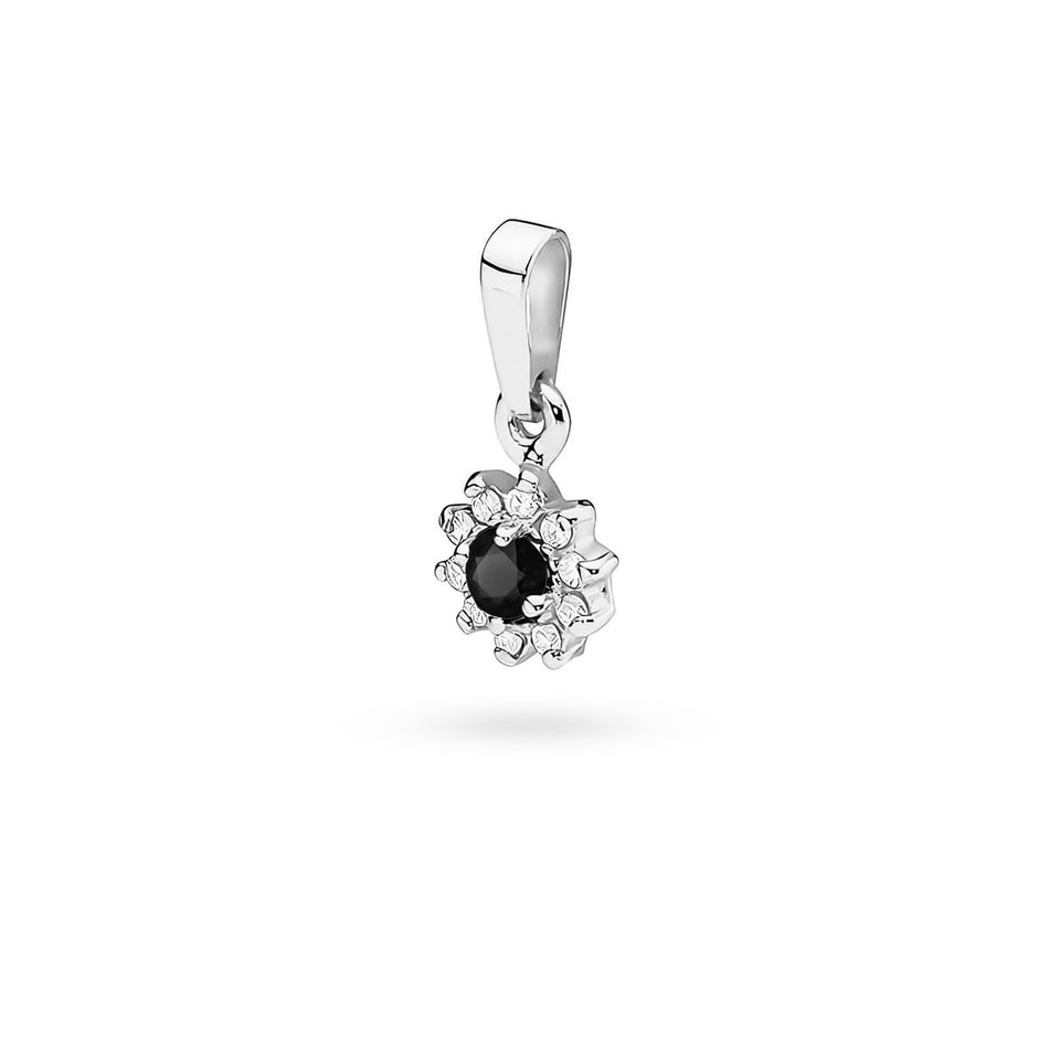 Zlatý prívesok s 0,12 ct čiernym diamantom a 0,086 ct diamantmi