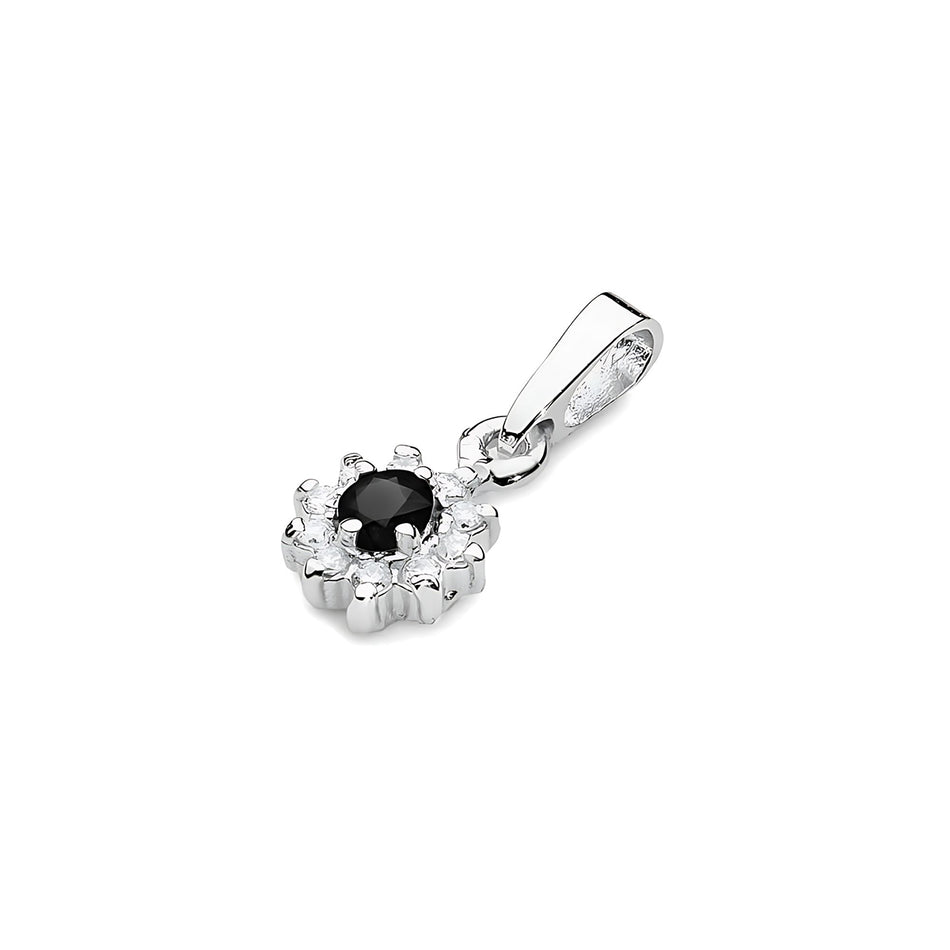 Zlatý prívesok s 0,12 ct čiernym diamantom a 0,086 ct diamantmi
