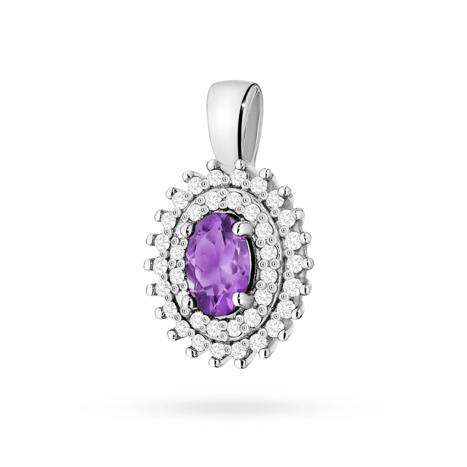 Gold Pendant with 0.40ct Amethyst and 0.19ct Diamonds