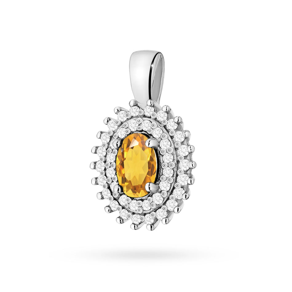 Gold Pendant with 0.60ct Citrin and 0.19ct Diamonds