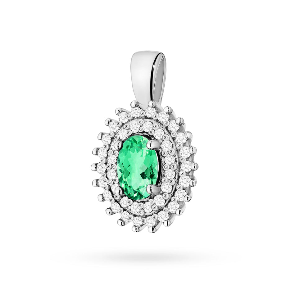Gold Pendant with 0.40ct Emerald and 0.19ct Diamonds