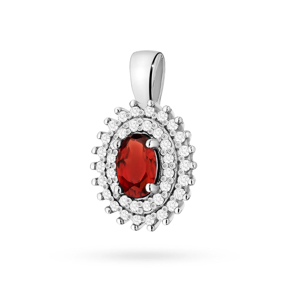 Gold Pendant with 0.50ct Garnet and 0.19ct Diamonds