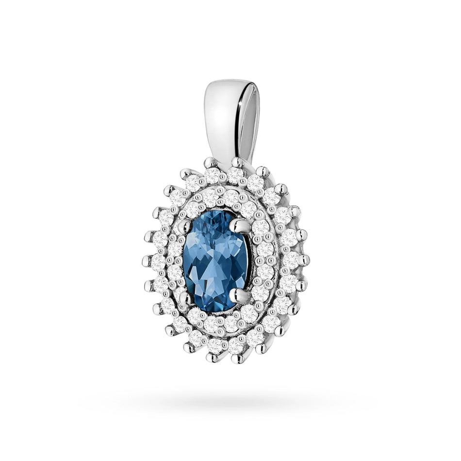 Gold Pendant with 0.50ct Topaz London Blue and 0.19ct Diamonds