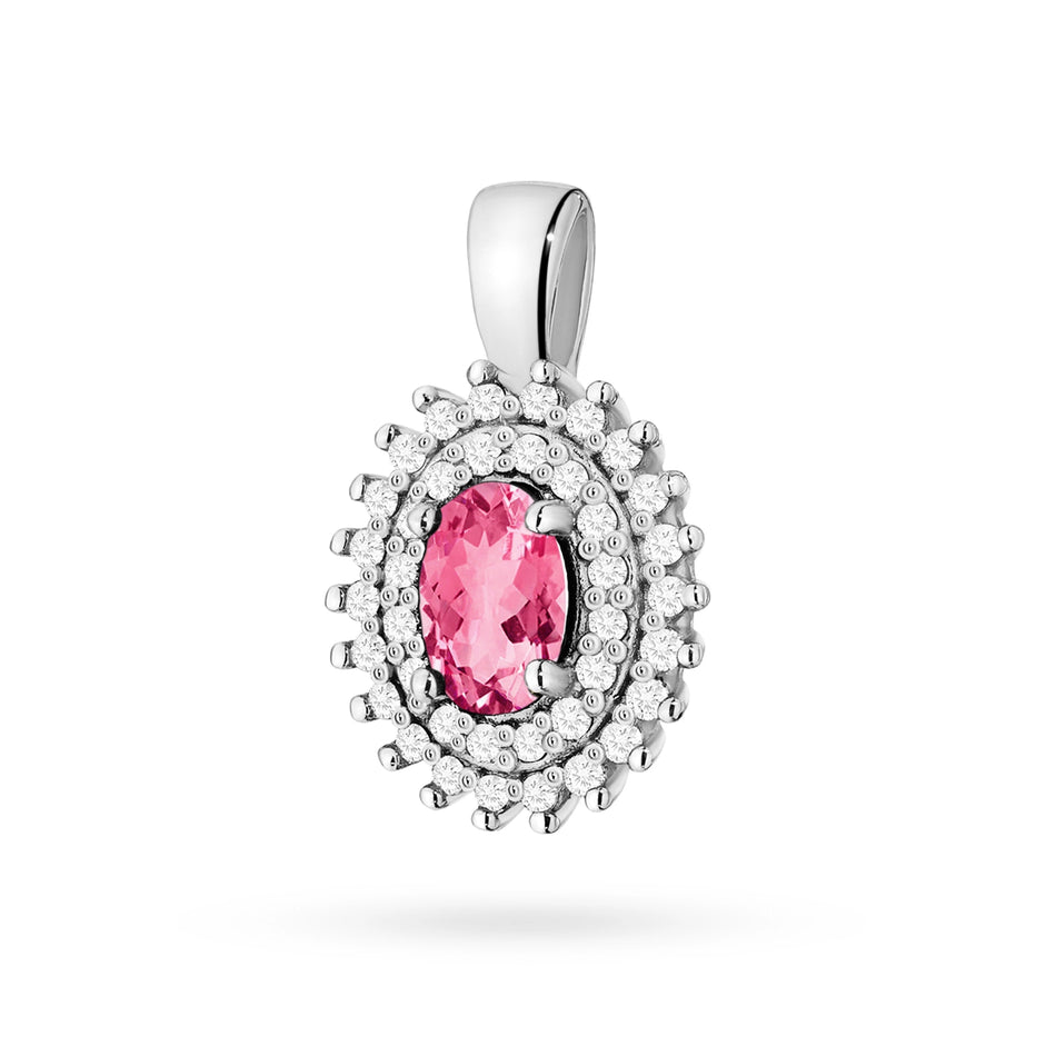 Gold Pendant with 0.50ct Pink topaz and 0.19ct Diamonds