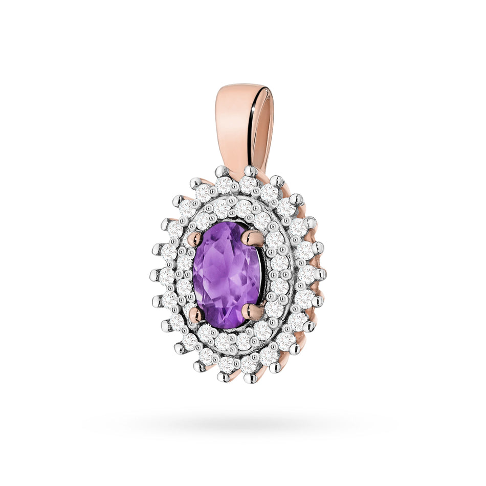 Gold Pendant with 0.40ct Amethyst and 0.19ct Diamonds