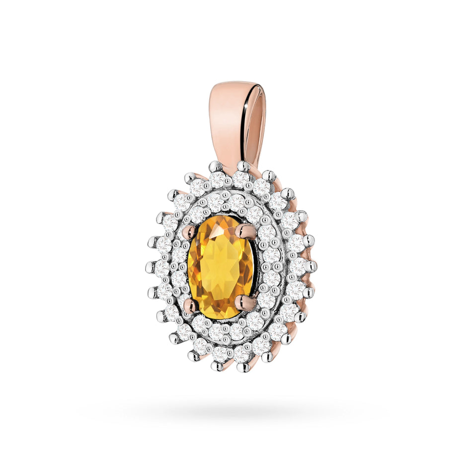 Gold Pendant with 0.60ct Citrin and 0.19ct Diamonds