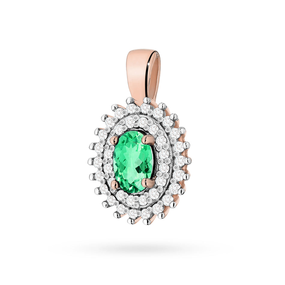 Gold Pendant with 0.40ct Emerald and 0.19ct Diamonds