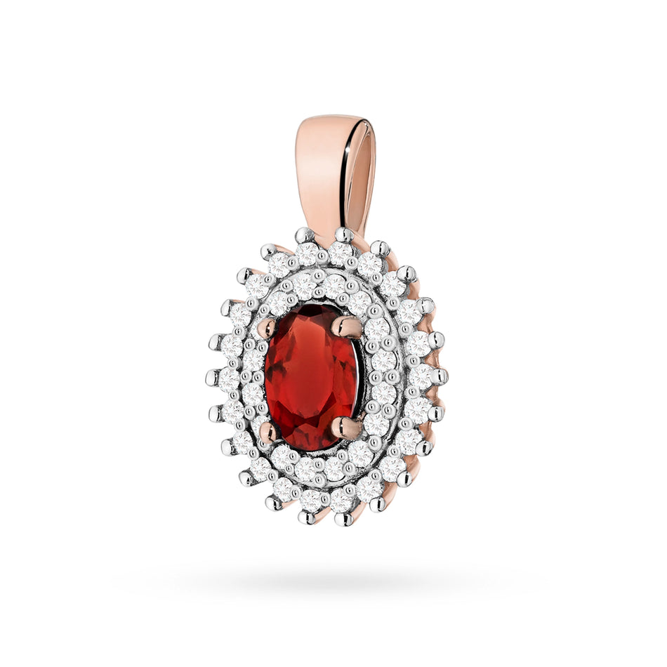 Gold Pendant with 0.50ct Garnet and 0.19ct Diamonds