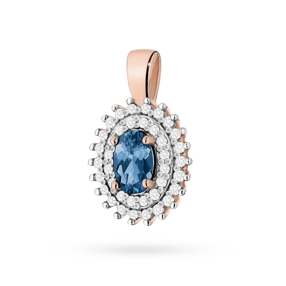 Gold Pendant with 0.50ct Topaz London Blue and 0.19ct Diamonds