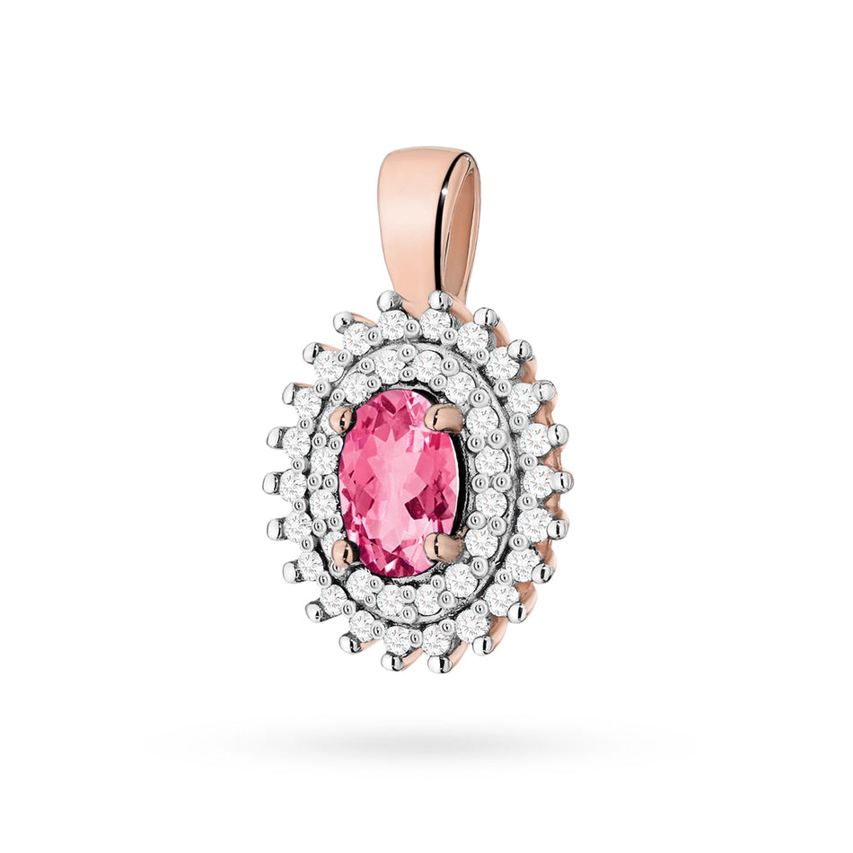 Gold Pendant with 0.50ct Pink topaz and 0.19ct Diamonds