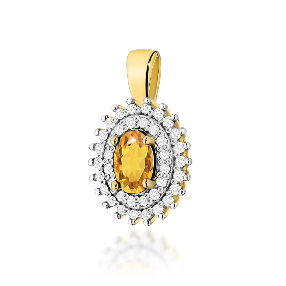 Gold Pendant with 0.60ct Citrin and 0.19ct Diamonds