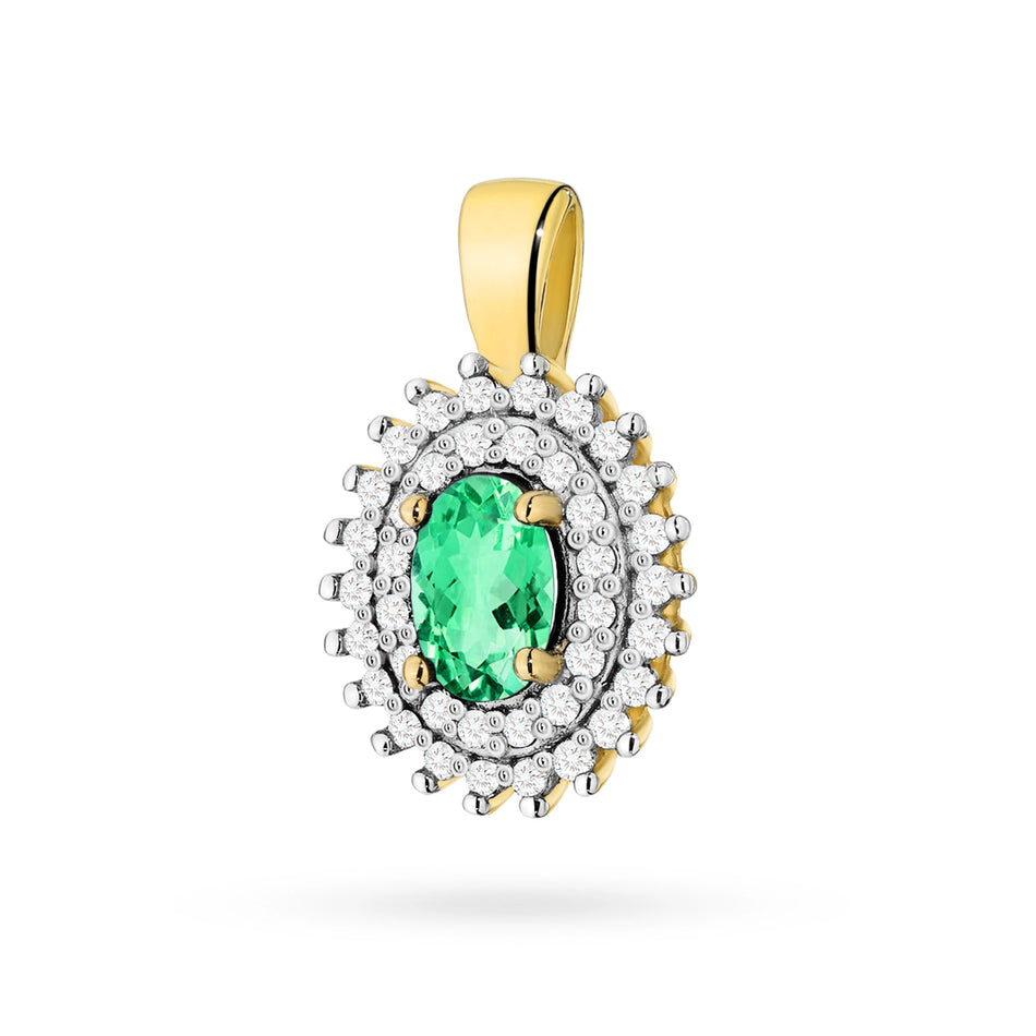 Gold Pendant with 0.40ct Emerald and 0.19ct Diamonds