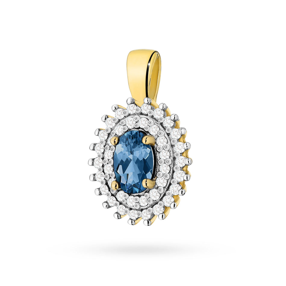 Gold Pendant with 0.50ct Topaz London Blue and 0.19ct Diamonds