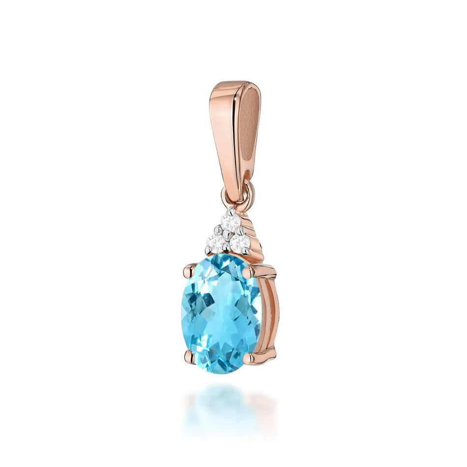 Gold Pendant with 0.90ct Topaz and 0.026ct Diamonds
