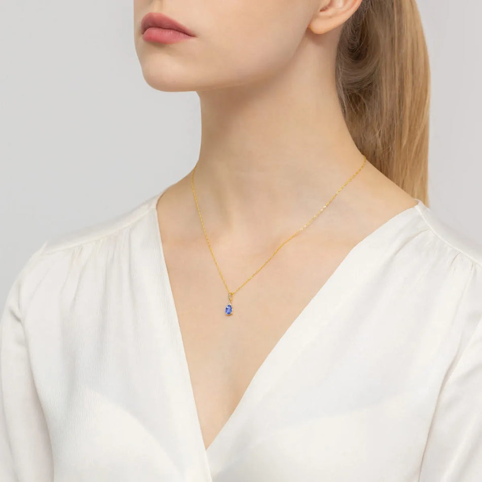 Gold Pendant with 0.70ct Tansanit and 0.026ct Diamonds