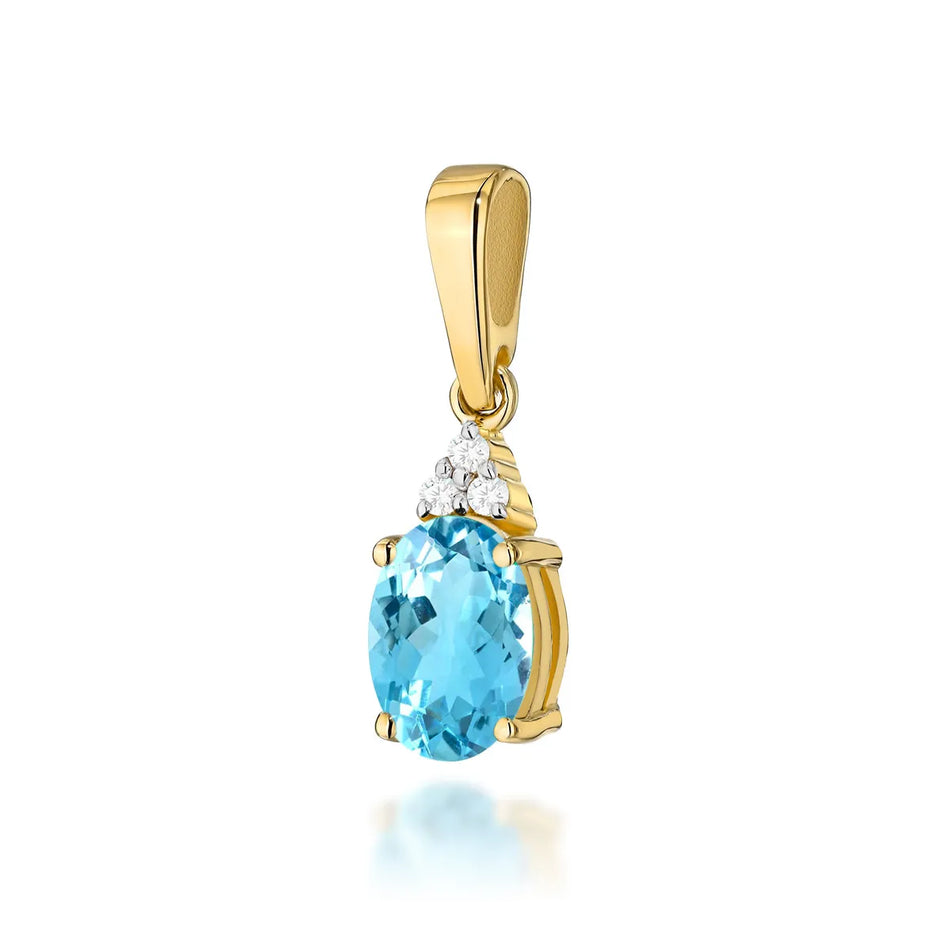 Gold Pendant with 0.90ct Topaz and 0.026ct Diamonds