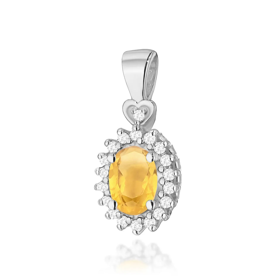 Gold Pendant with 0.60ct Citrin and 0.095ct Diamonds