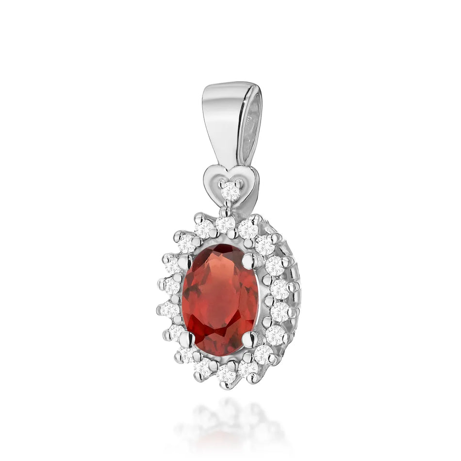 Gold Pendant with 0.50ct Garnet and 0.095ct Diamonds