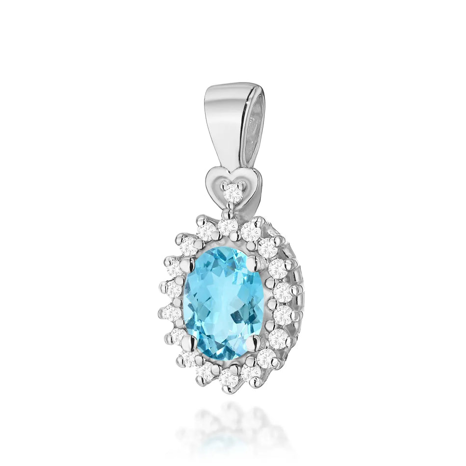 Gold Pendant with 0.50ct Topaz and 0.095ct Diamonds