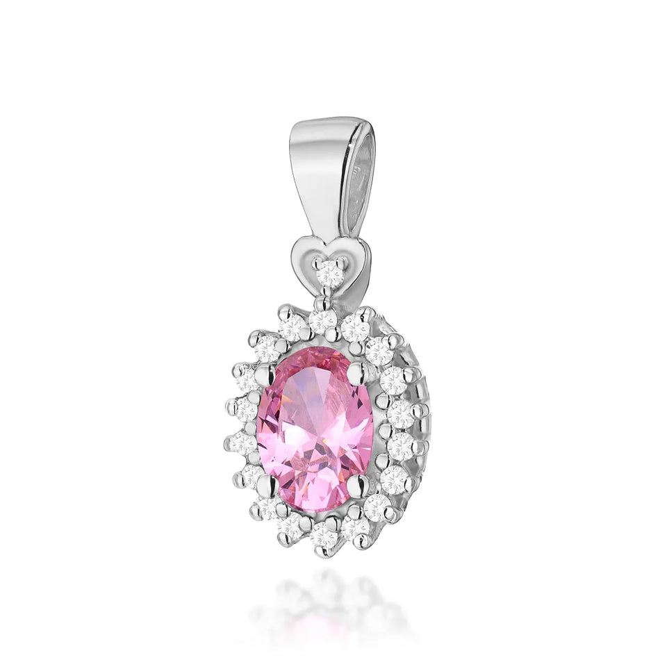 Gold Pendant with 0.50ct Pink topaz and 0.095ct Diamonds