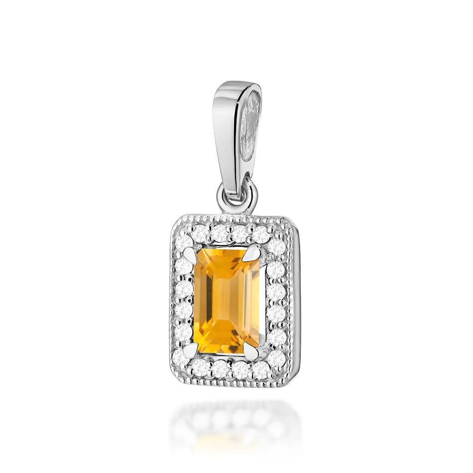 Gold Pendant with 0.60ct Citrin and 0.10ct Diamonds