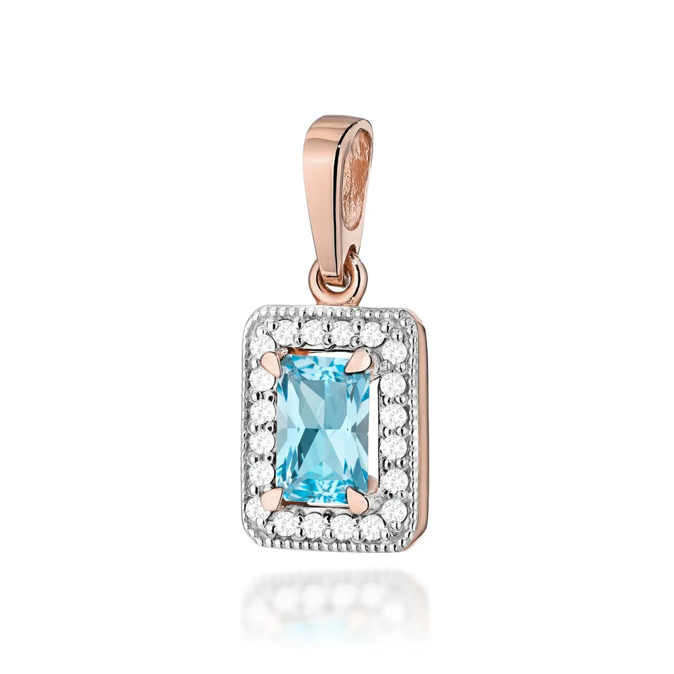 Gold Pendant with 0.65ct Topaz and 0.10ct Diamonds