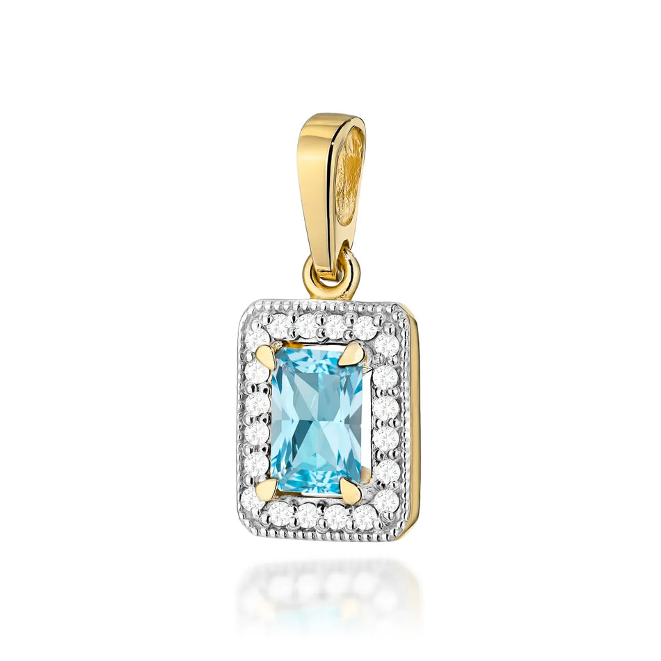 Gold Pendant with 0.65ct Topaz and 0.10ct Diamonds