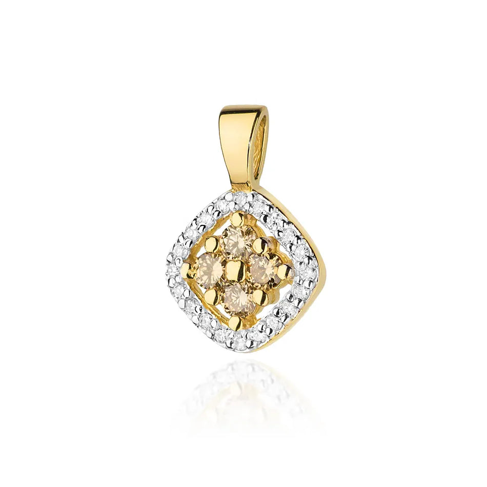 Gold Pendant with Bronze Diamonds