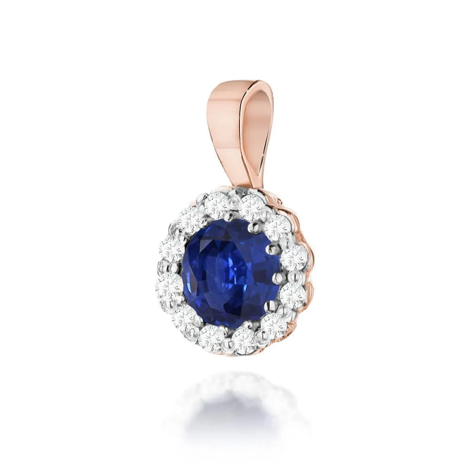 Gold Pendant with 0.50ct Sapphire and 0.103ct Diamonds