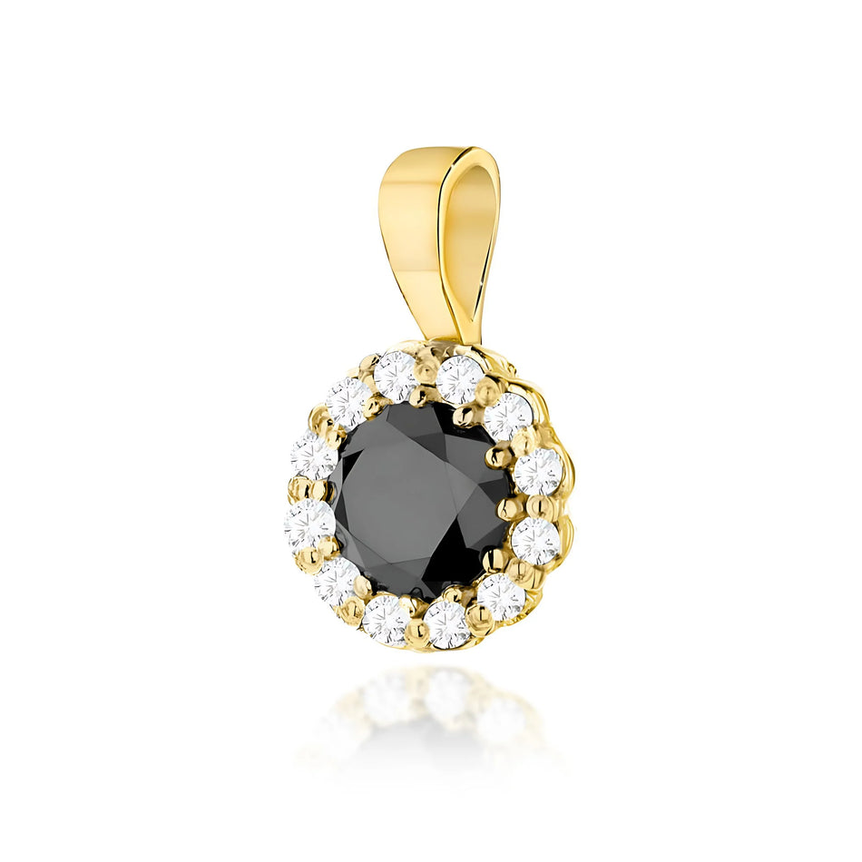 Gold Pendant with 0.50ct Black diamond and 0.103ct Diamonds