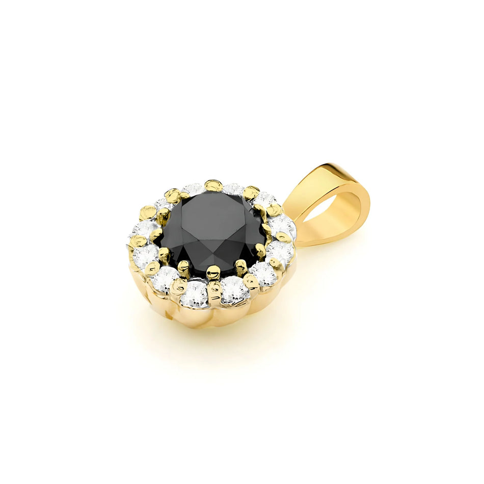 Gold Pendant with 0.50ct Black diamond and 0.103ct Diamonds