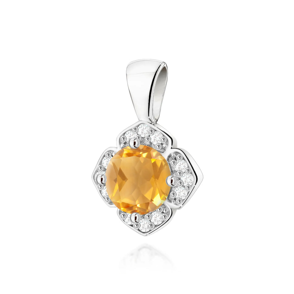 Gold Pendant with 0.50ct Citrin and 0.06ct Diamonds