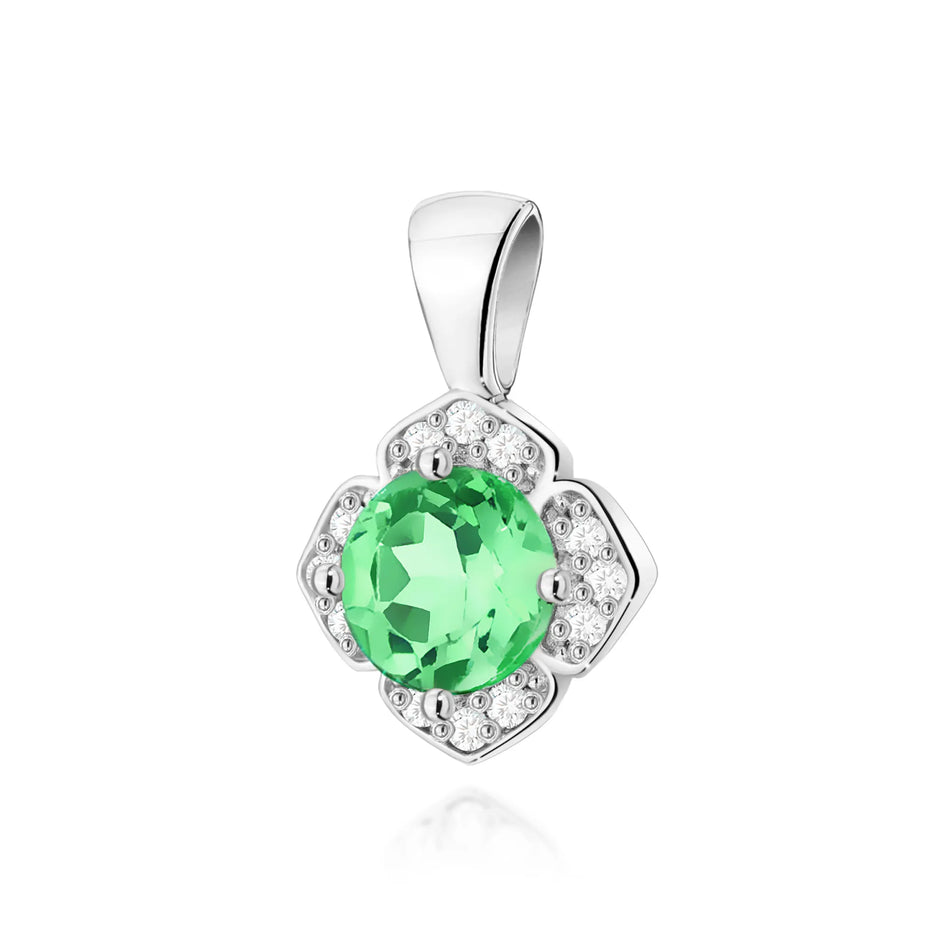 Gold Pendant with 0.50ct Emerald and 0.06ct Diamonds