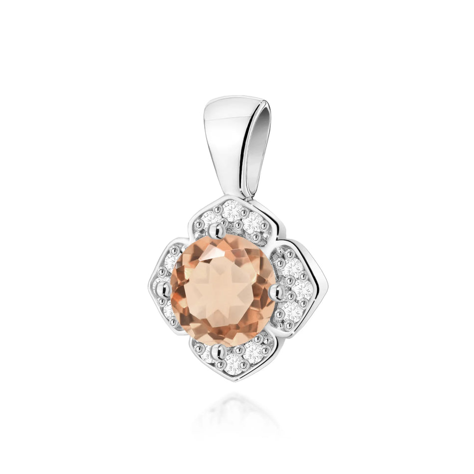 Gold Pendant with 0.40ct Morganite and 0.06ct Diamonds