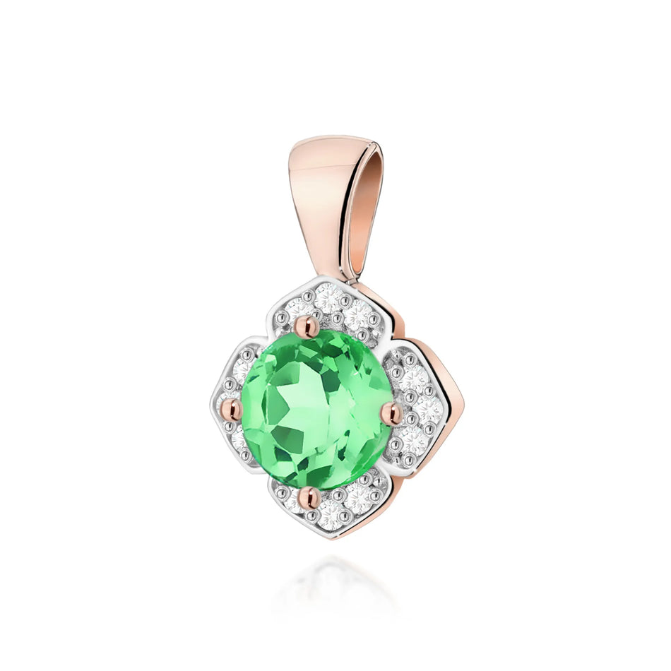Gold Pendant with 0.50ct Emerald and 0.06ct Diamonds