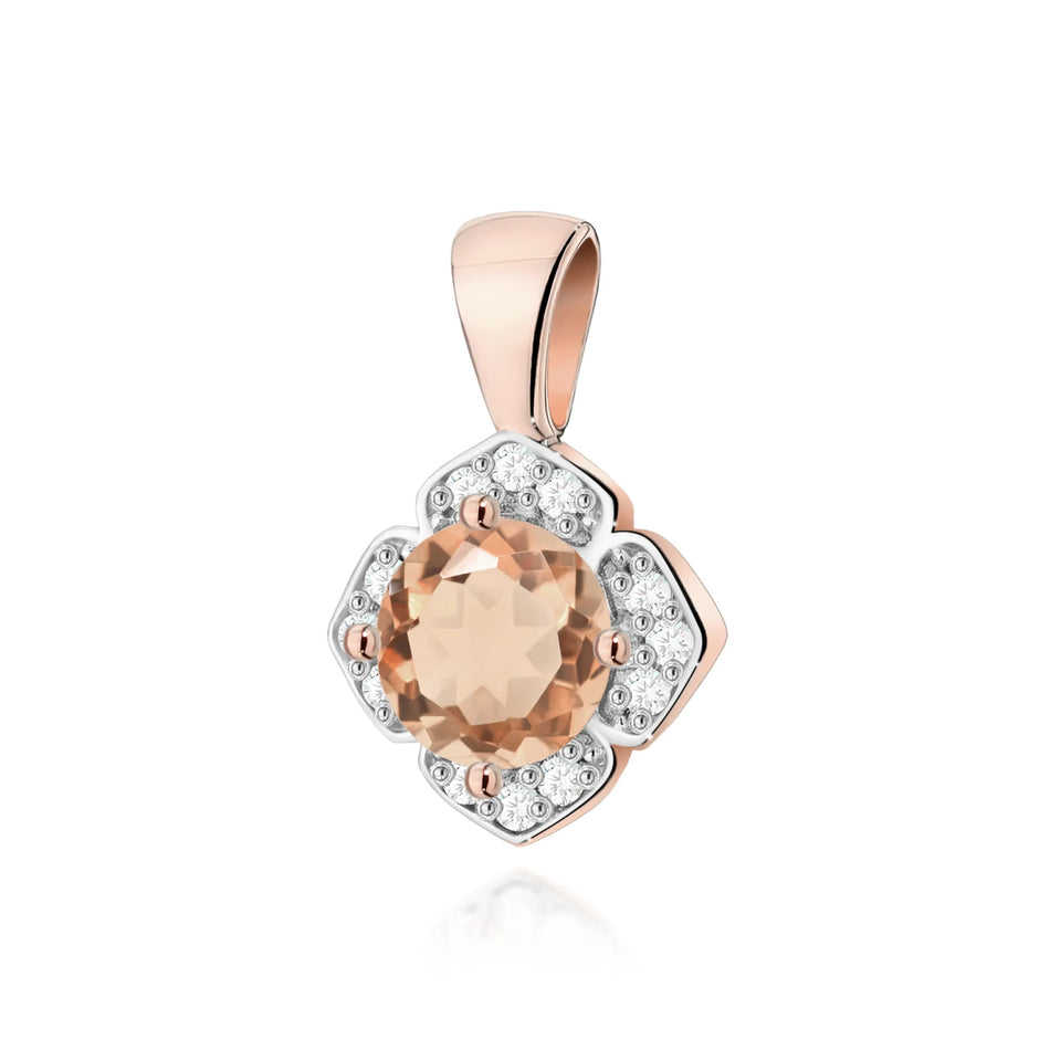 Gold Pendant with 0.40ct Morganite and 0.06ct Diamonds