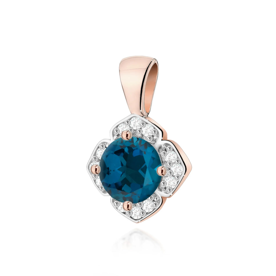 Zlatý prívesok s 0,50 ct topásom London Blue a 0,06 ct diamantmi
