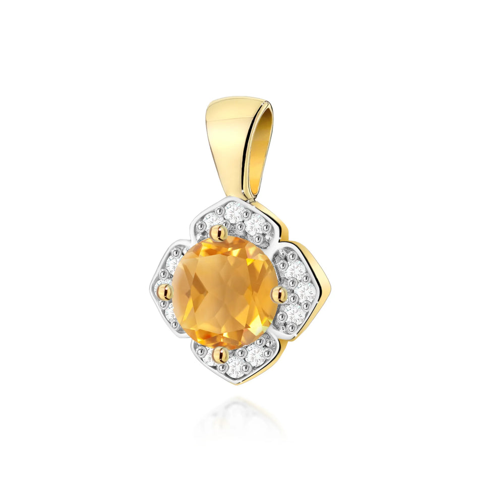 Gold Pendant with 0.50ct Citrin and 0.06ct Diamonds
