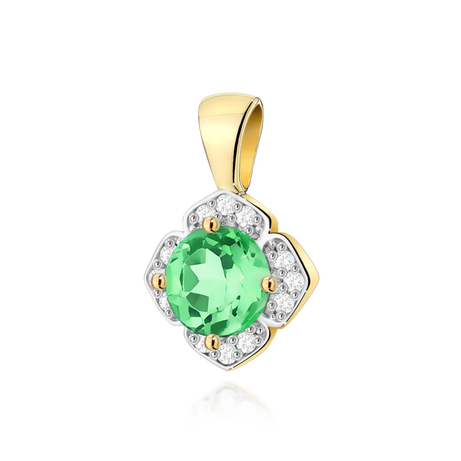 Gold Pendant with 0.50ct Emerald and 0.06ct Diamonds