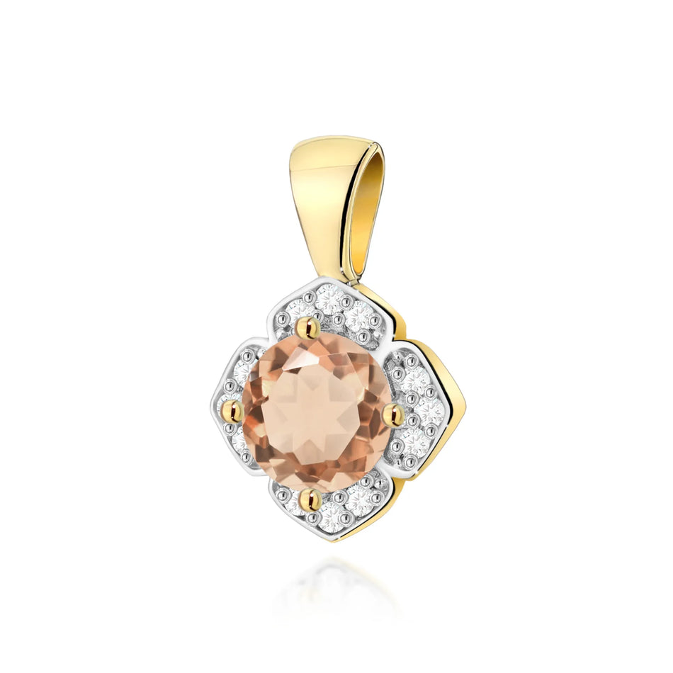Gold Pendant with 0.40ct Morganite and 0.06ct Diamonds