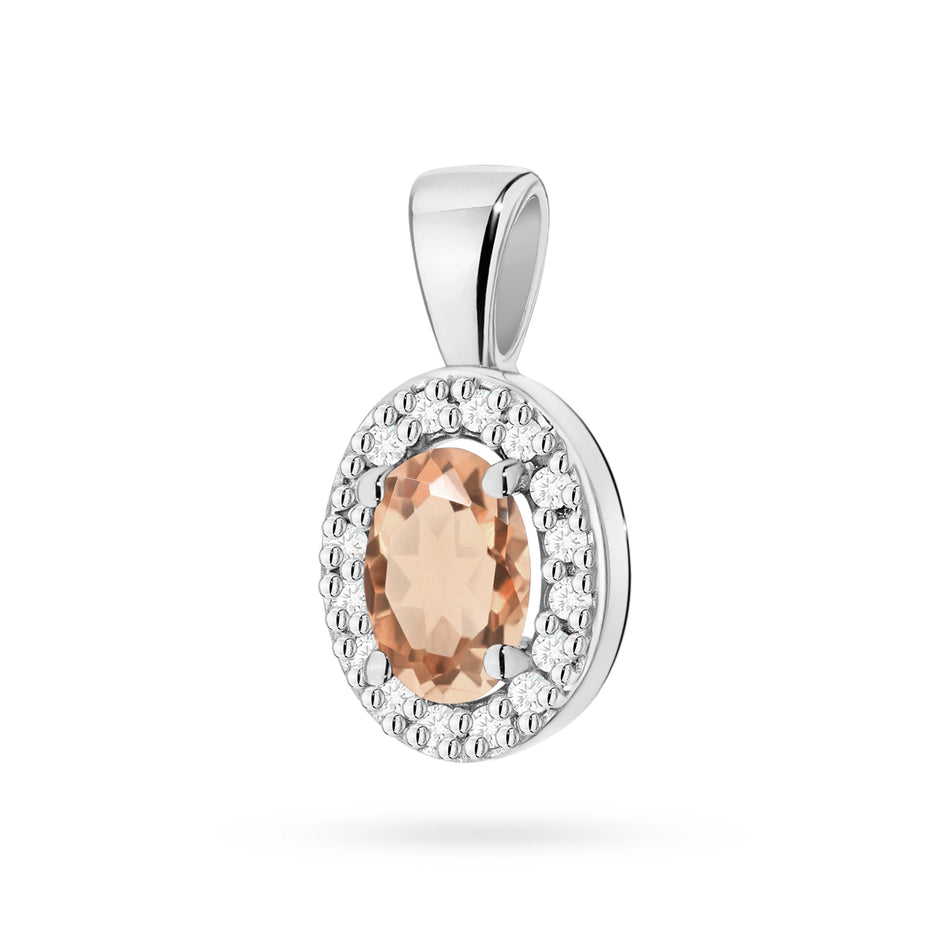 Gold Pendant with 0.40ct Morganite and 0.08ct Diamonds